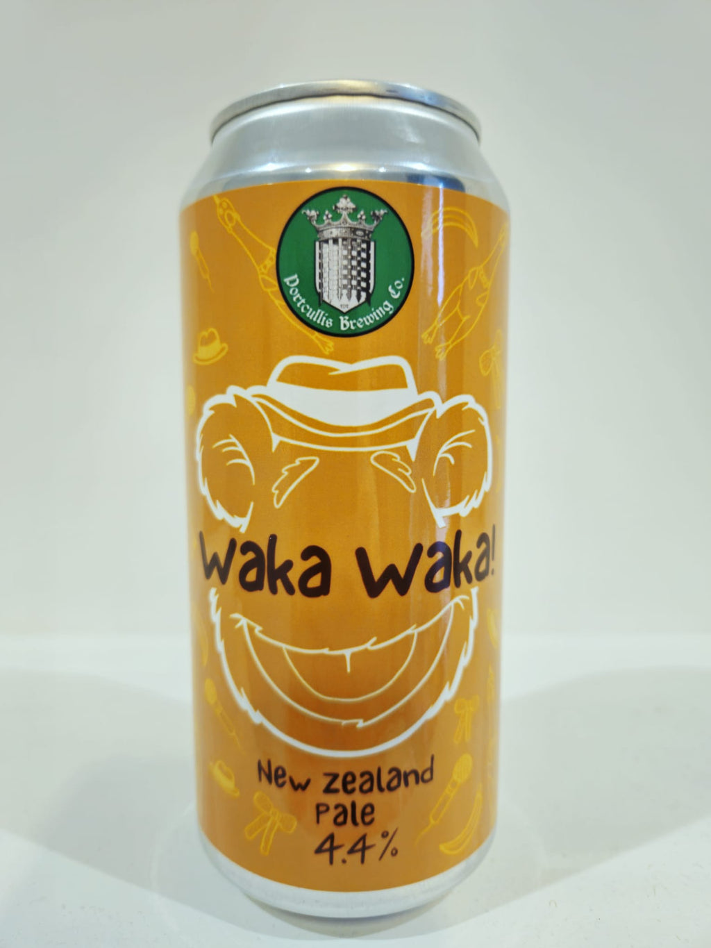 Beer can with 'Waka Waka' branding on a white background