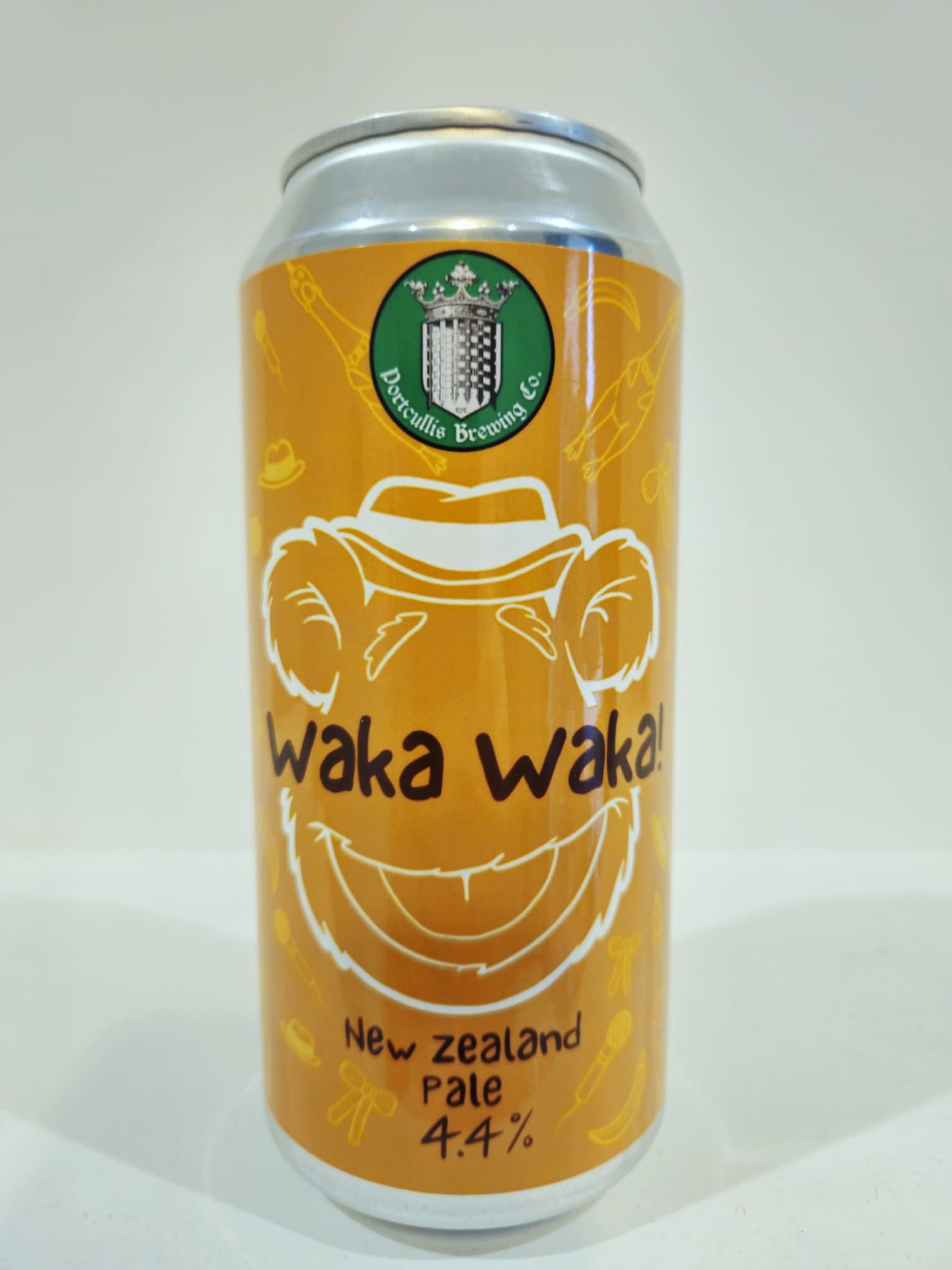 Beer can with 'Waka Waka' branding on a white background